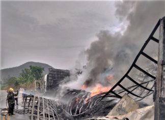 Araguatins: bombeiros militares socorrem vítimas de capotamento na TO-404