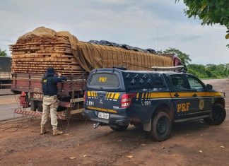 PRF apreende carga de madeira com documentos irregulares na BR-226