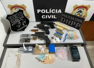 Polícia Civil prende em Gurupi cinco suspeitos por tráfico de drogas e apreende armas de fogo e entorpecentes