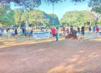 Manifestantes protestam contra Bolsonaro e a favor da vacina em Palmas