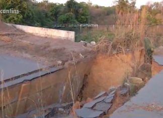 Construção de bueiro celular no lugar de ponte que desabou na NS-03 deverá durar 10 meses
