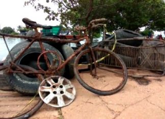 Bombeiros encontram pneus e até bicicleta ao mergulharem para recolher lixo no lago de Palmas