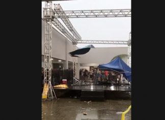 VÍDEO: Temporal arrasta tendas, arranca telhado e interrompe show na praia do Segredo em Lajeado