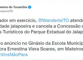 Governador em exercício paralisa audiência pública e cancela concessão do Jalapão