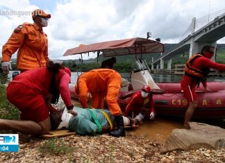 Simulação de acidente em barragem tem sirenes, socorro aos feridos e até identificação de vítimas
