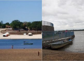 Cheia do rio Tocantins deixa postes debaixo d’água e faz praia desaparecer em Tocantínia