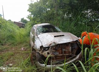 Família fica ferida após veículos baterem e entrarem em matagal às margens da TO-335