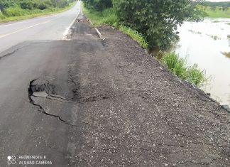 Trecho da BR-153 volta a afundar e é parcialmente interditado no norte do estado