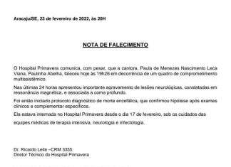 Fãs, familiares, amigos e artistas prestam as últimas homenagens à cantora Paulinha Abelha em Aracaju