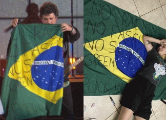 ‘Não ao fascismo, racismo e sexismo’: bandeira com protesto foi feita por fãs e pedida por líder do Green Day