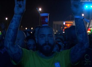Post Malone assiste ao show do Iron Maiden com camisa do Brasil no 1° dia de Rock in Rio