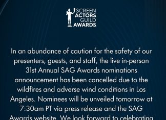 SAG Awards adia anúncio de indicados por causa dos incêndios em Los Angeles