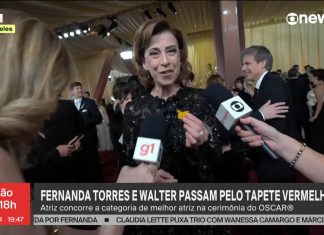 Fernanda Torres explica Pikachu para imprensa internacional em tapete vermelho do Oscar: ‘É meme no Brasil’