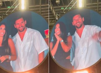 Ao lado da esposa, Messi aparece na ‘kiss cam’ e é ovacionado em show do Coldplay