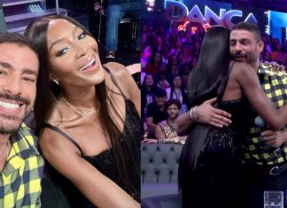 Naomi Campbell se surpreende ao encontrar Cauã Reymond: ‘Estudamos juntos’