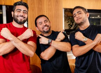 Xand Avião se encontra com Henrique & Juliano em estúdio de Goiânia para gravação de feat em música inédita