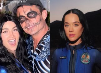 Orlando Bloom posa com atriz fantasiada de Katy Perry em festa de Halloween