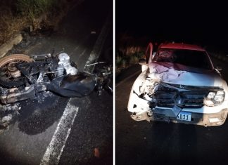 Moto pega fogo após acidente com picape e jovem de 18 anos morre no TO