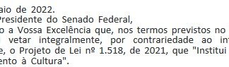 Bolsonaro veta, integralmente, a nova Lei Aldir Blanc, que prevê R$ 3 bi anuais até 2027 para o setor cultural