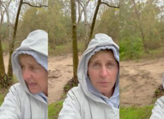 Ellen DeGeneres mostra correnteza das águas perto de sua casa após tempestades na Califórnia e ordem de evacuação