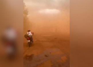 Vento forte e nuvem de poeira gigante são registrados no interior do TO; VÍDEO
