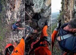 Turista que ficou preso em penhasco após escorregar em serra relata momentos de apreensão; VÍDEO